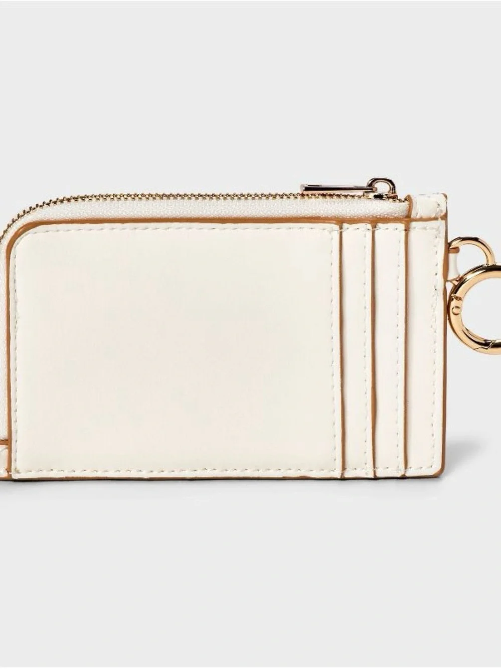 a new day Quilted Cream Zip Card Wallet with Gold Ring